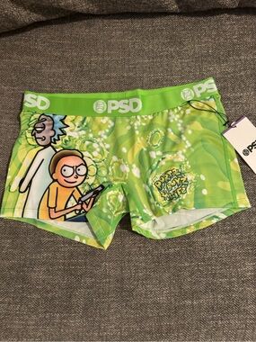 PSD Womens Green Rick and Morty Graphic Boyshort underwear Sz m